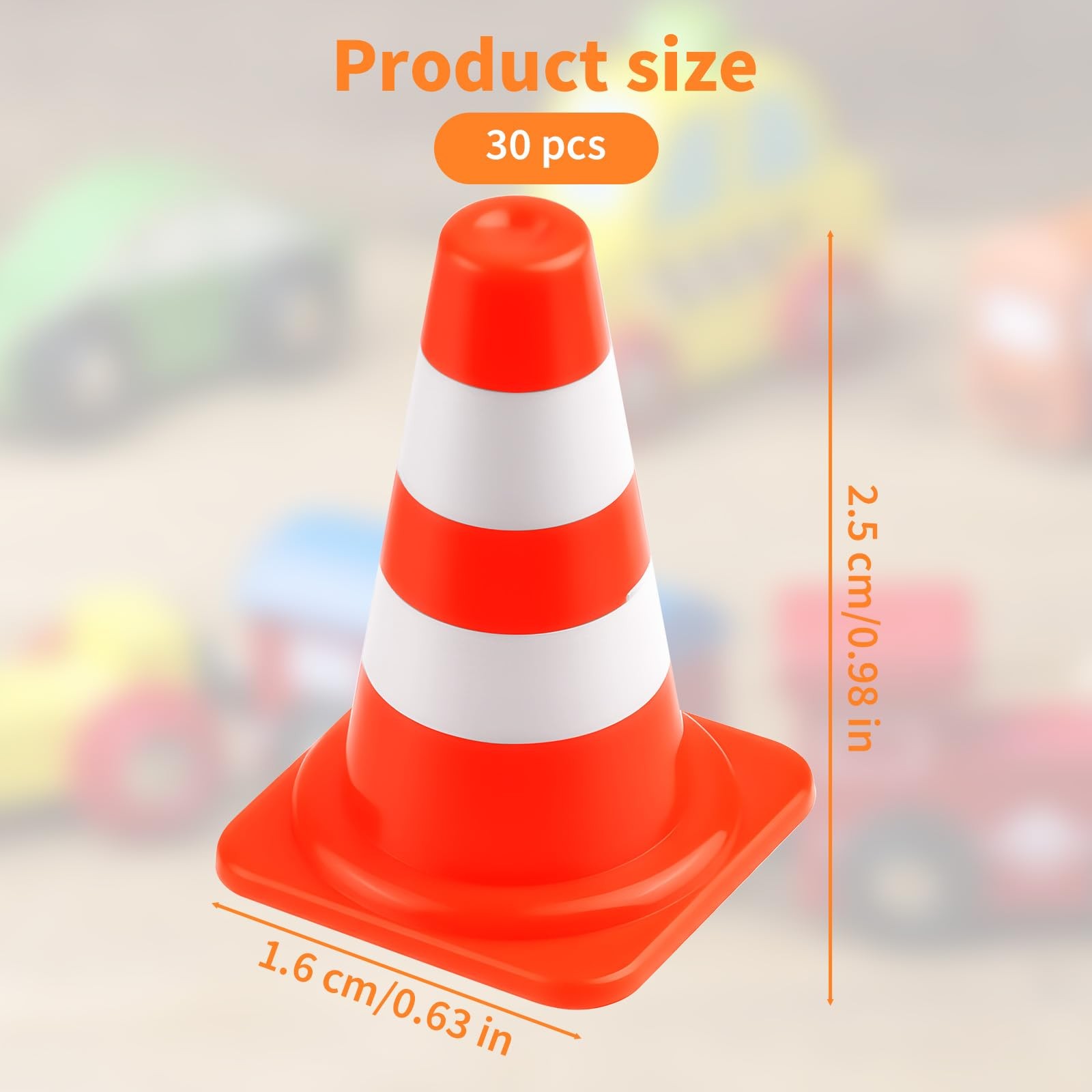 30pcs Mini Traffic Cones Orange Plastic Road Safety Cones for Training & Toys