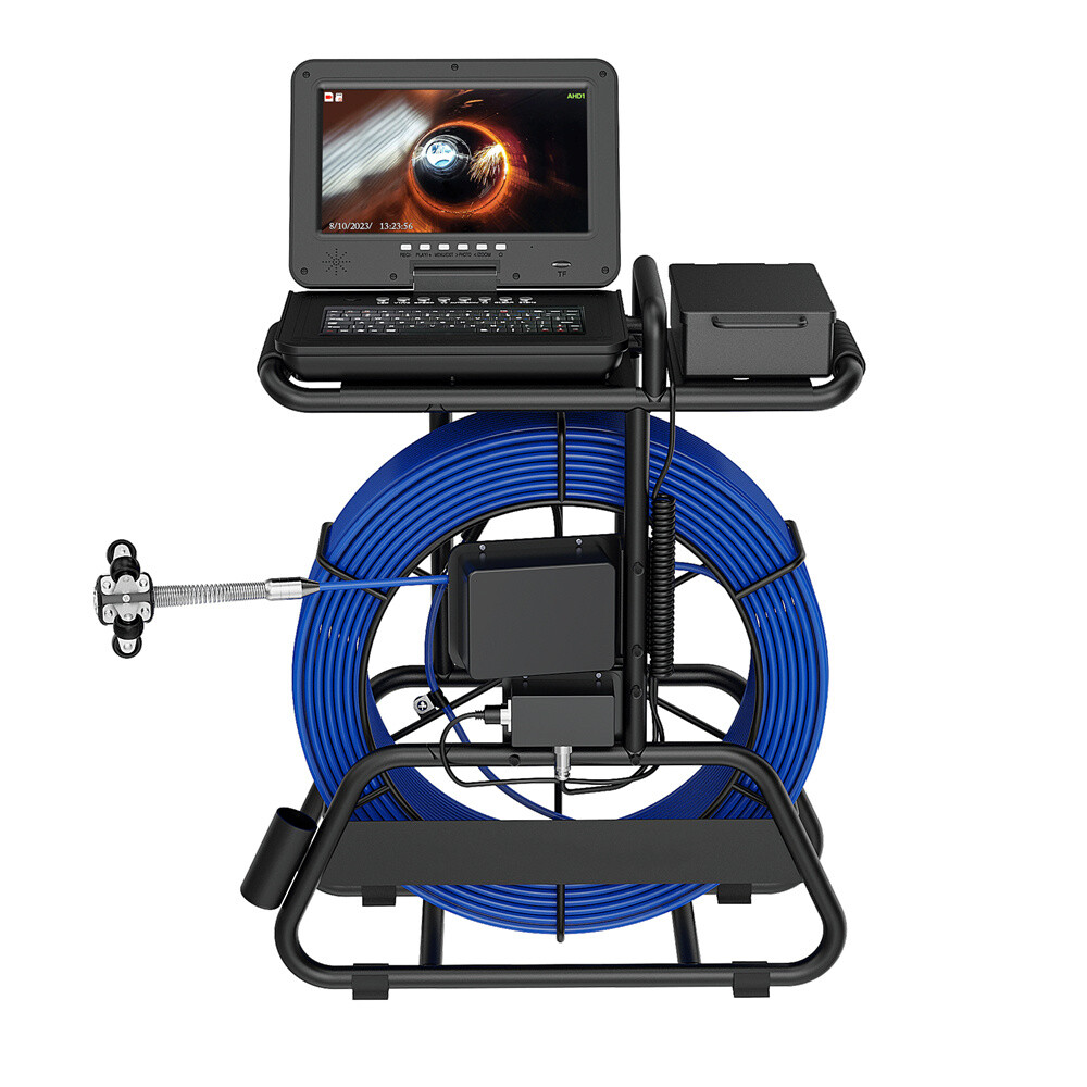 100m Sewer Pipe Inspection Camera 512hz Self-leveling Pipe Camera 10" Display