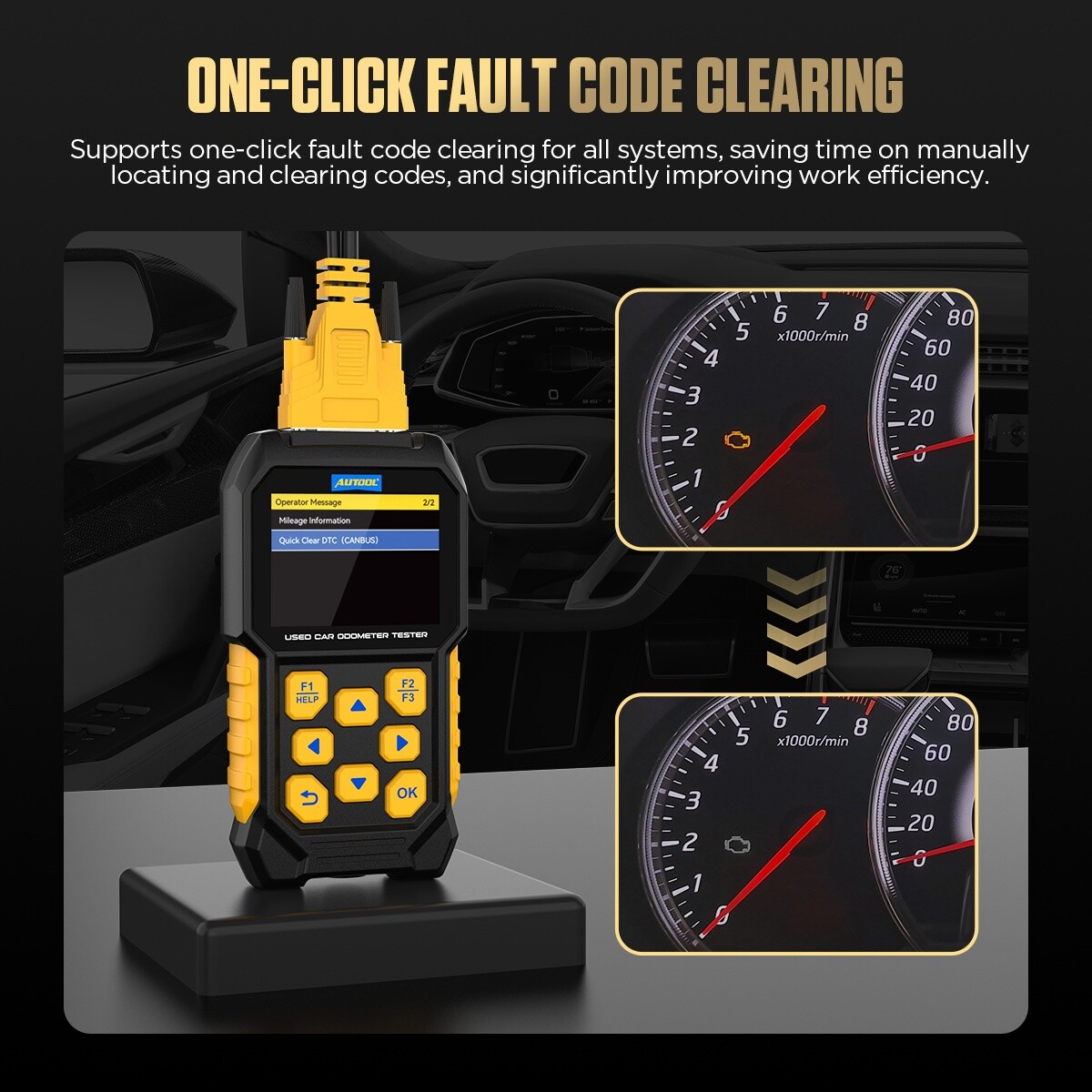 Auto Odometer Mileage OBD2 Diagnostic Scanner Engine Code Reader Battery Tester