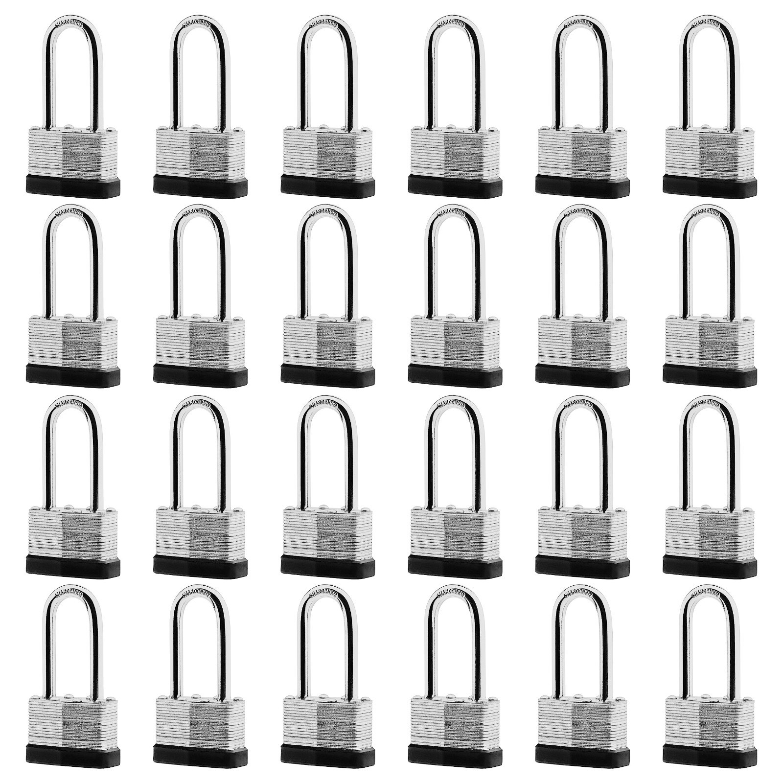 24-Pack Heavy Duty Keyed Alike Laminated Steel Padlocks, 1-3/4" Wide, Secure Loc