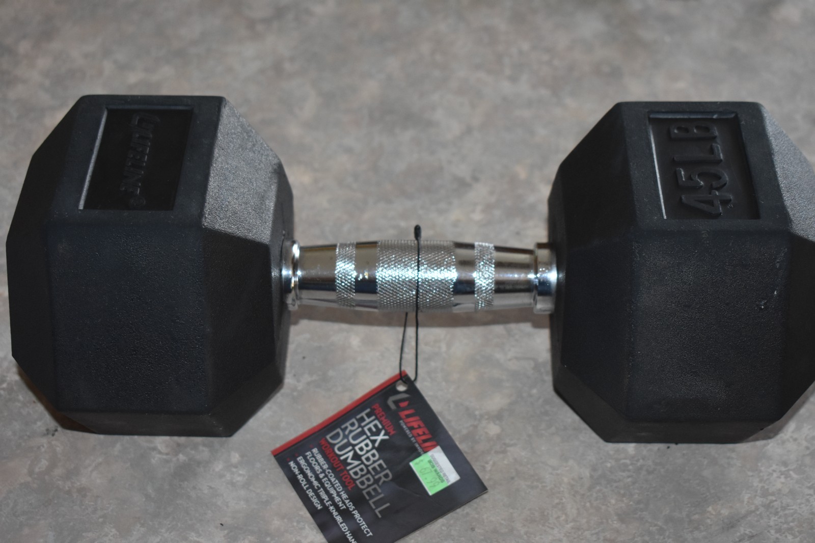 LIFELINE RUBBER HEX 45LBS DUMBBELL (SINGLE)