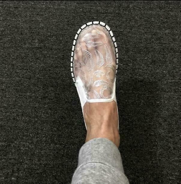Men Transparent Mesh Breathable Pull On Flats Sandals Casual Loafers Shoes New