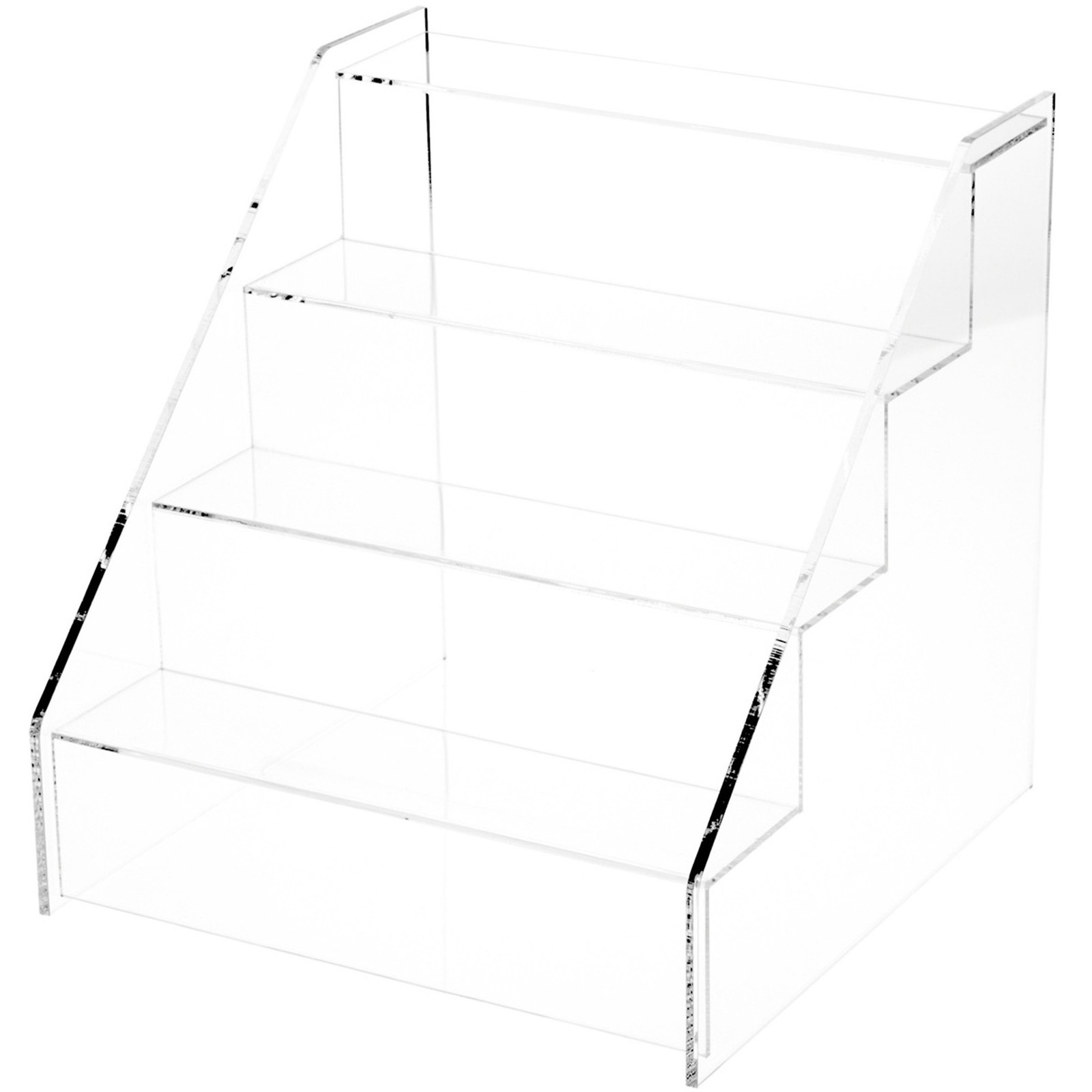 Plymor Acrylic 4-Step Open Front Display Stairs, 10.25" W x 10.5" D x 10.5" H