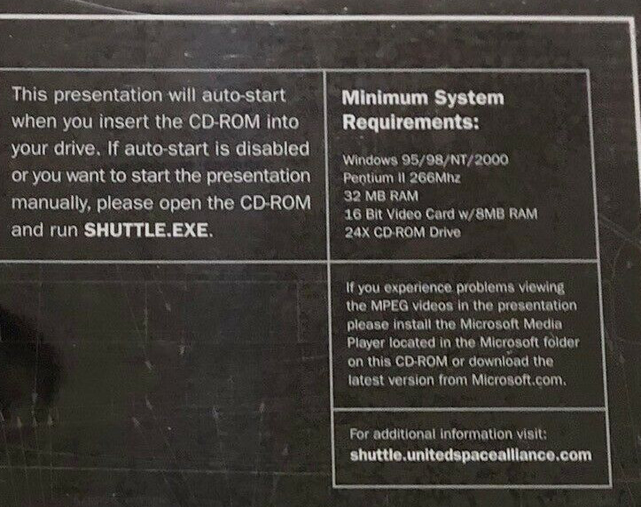 SPACE SHUTTLE FIRST 100 FLIGHTS OBSOLETE & HTF COMPUTER DISC CD-ROM