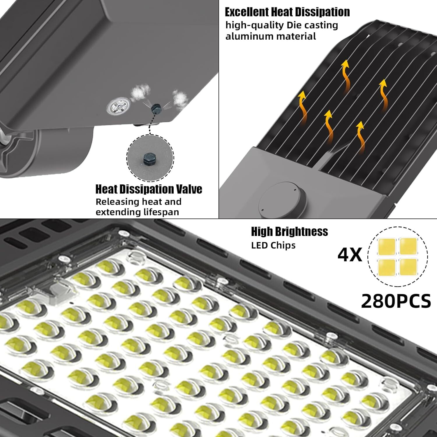 300 watt LED Shoebox Parking Lot Light Fixture Outdoor LED Lighting, 5000K White