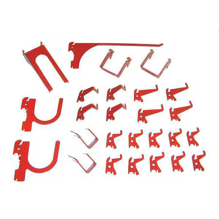Wall Control 35-K-Dlxrd Slotted Tool Board Hook Kit, 26 Piece, Red