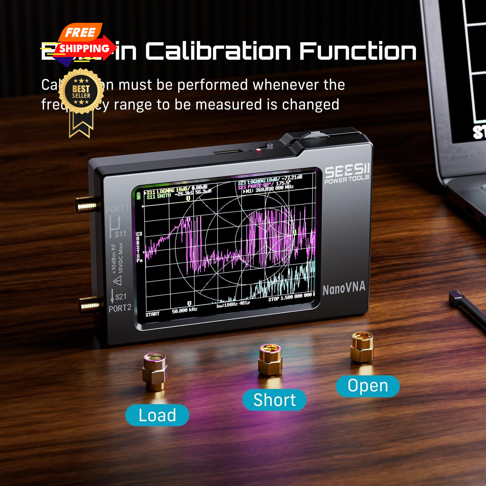 SEESII Nanovna-H Vector Network Analyzer,Upgraded HW3.7 Compact,