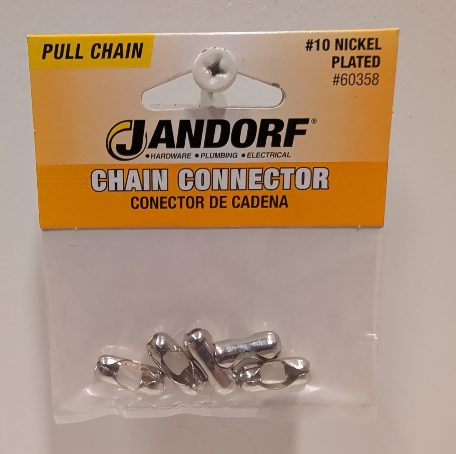 Jandorf 60358 Nickel Beaded Chain Connectors #10 Links 5 Pack New