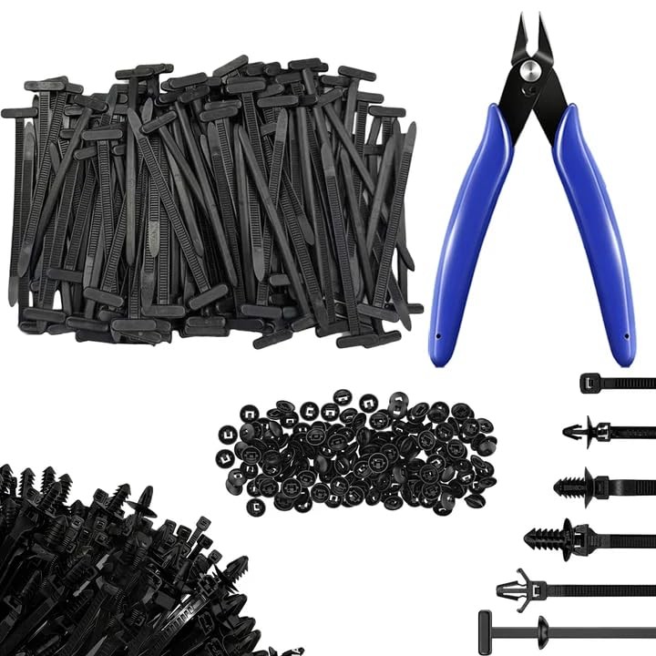 261 Pack Nylon Universal Cable Tie Buckles kit - Multifunctional Black