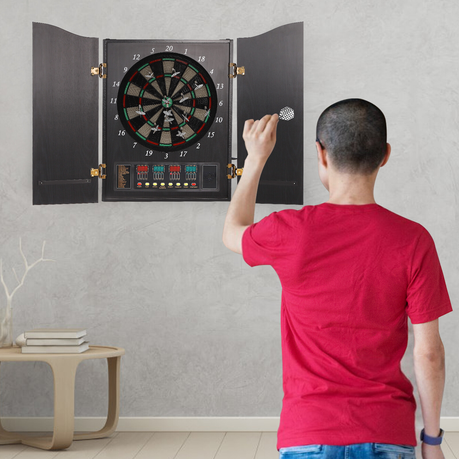 Dartboard Cabinet Set Dart Board Electronic Scoreboard Dart Machine Cabinet