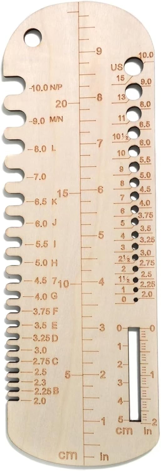UPTTHOW Sock Ruler Knitting Crochet Size Measurement Hook Gauge 10" M, C