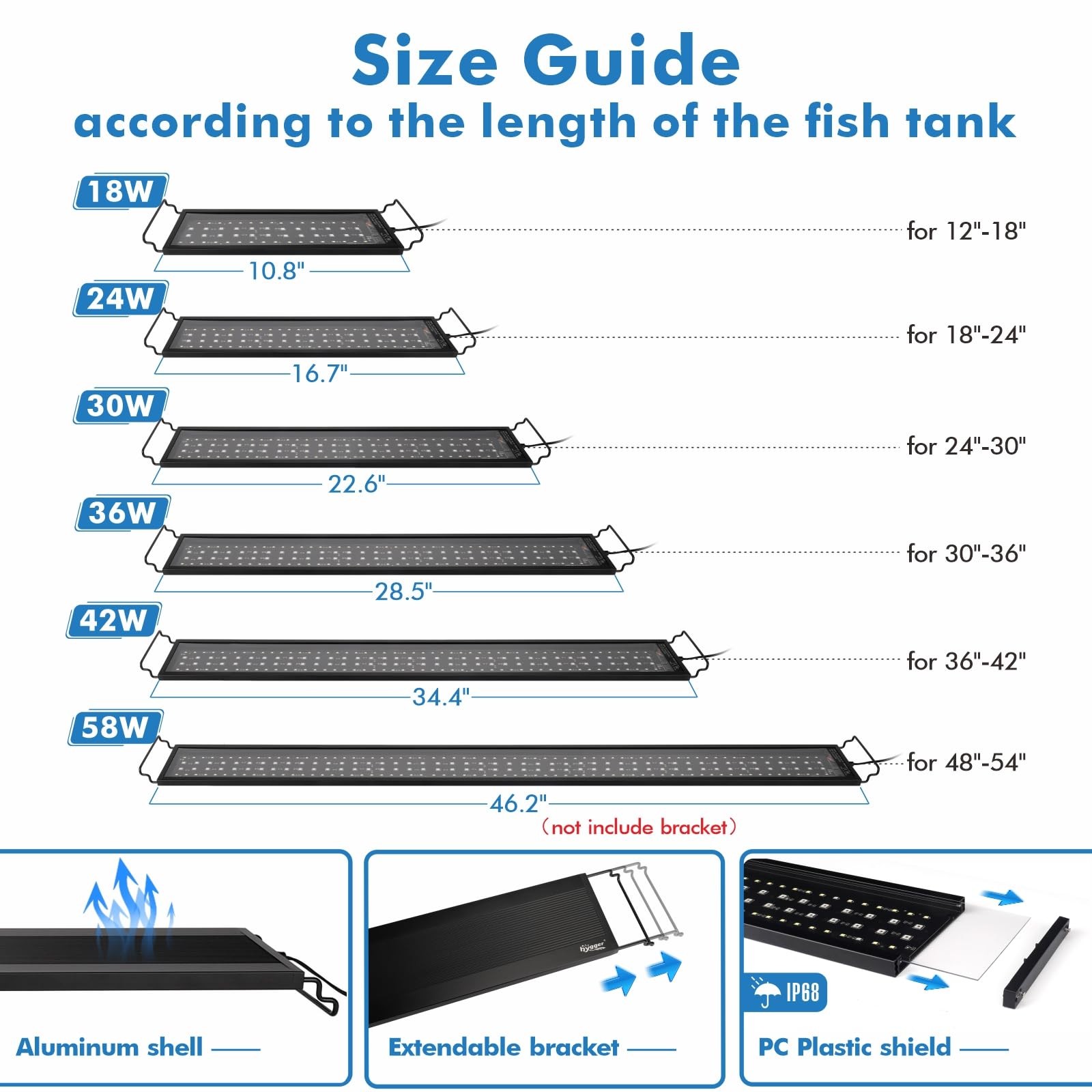 Hygger Advanced Remote Control Aquarium Light Customizable Full Spectrum Fish