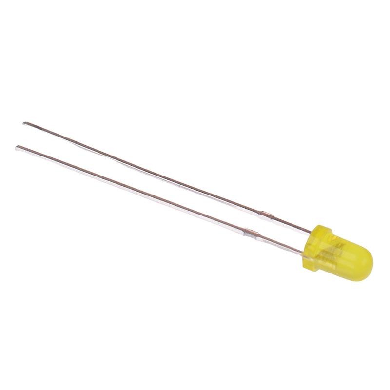 10 x Yellow 3mm Diffused Round LED 60° 500mcd