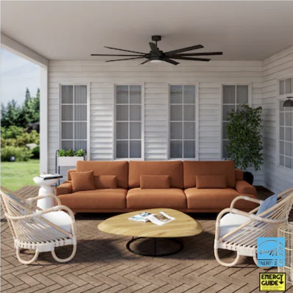 Fanimation Slinger v2 72-in Ceiling Fan with LED Light and Remote Control -Black