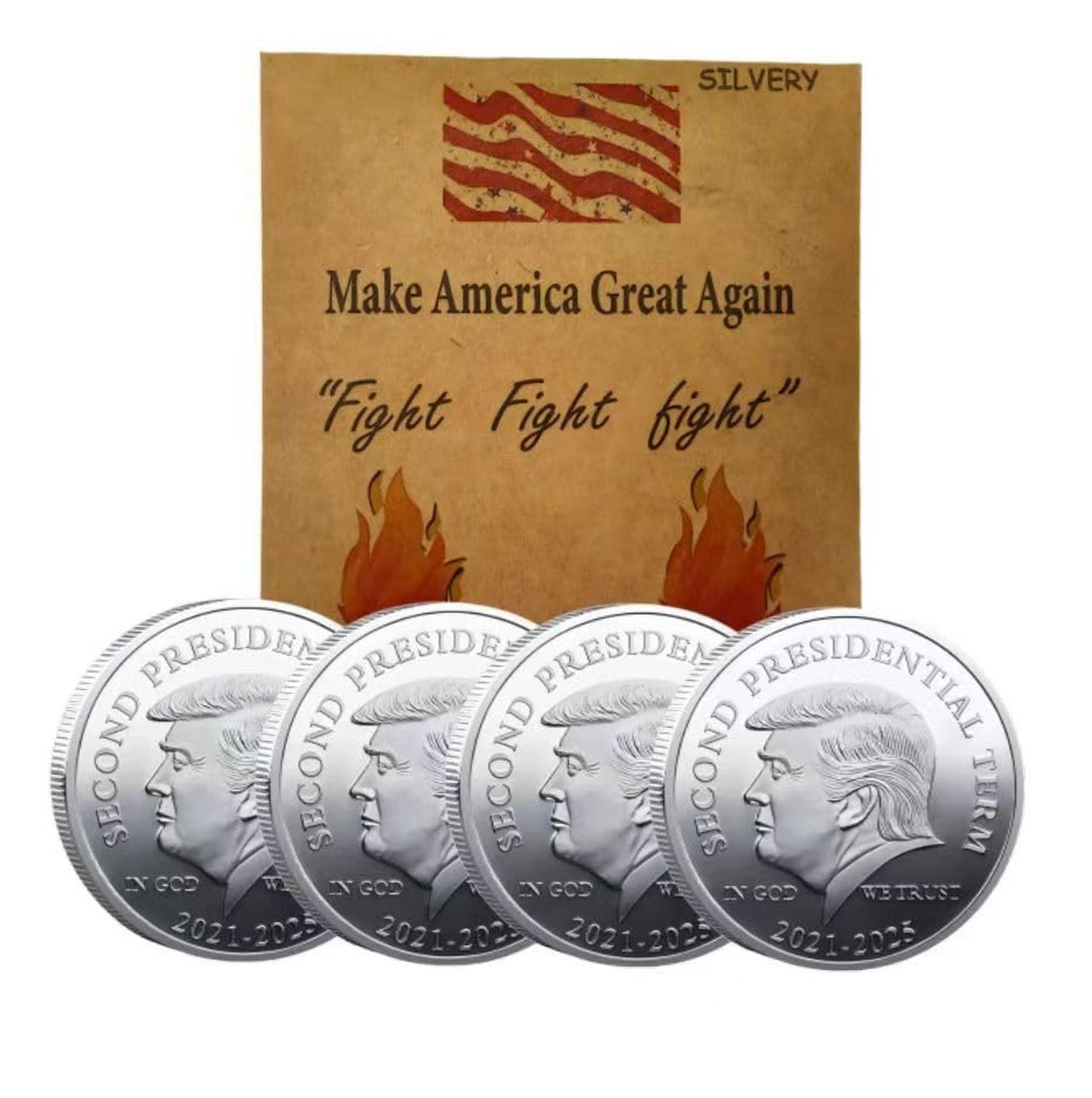 4 Pack Resilience Commemorative Coin - 2024 Historical Tribute with Fist Desi...