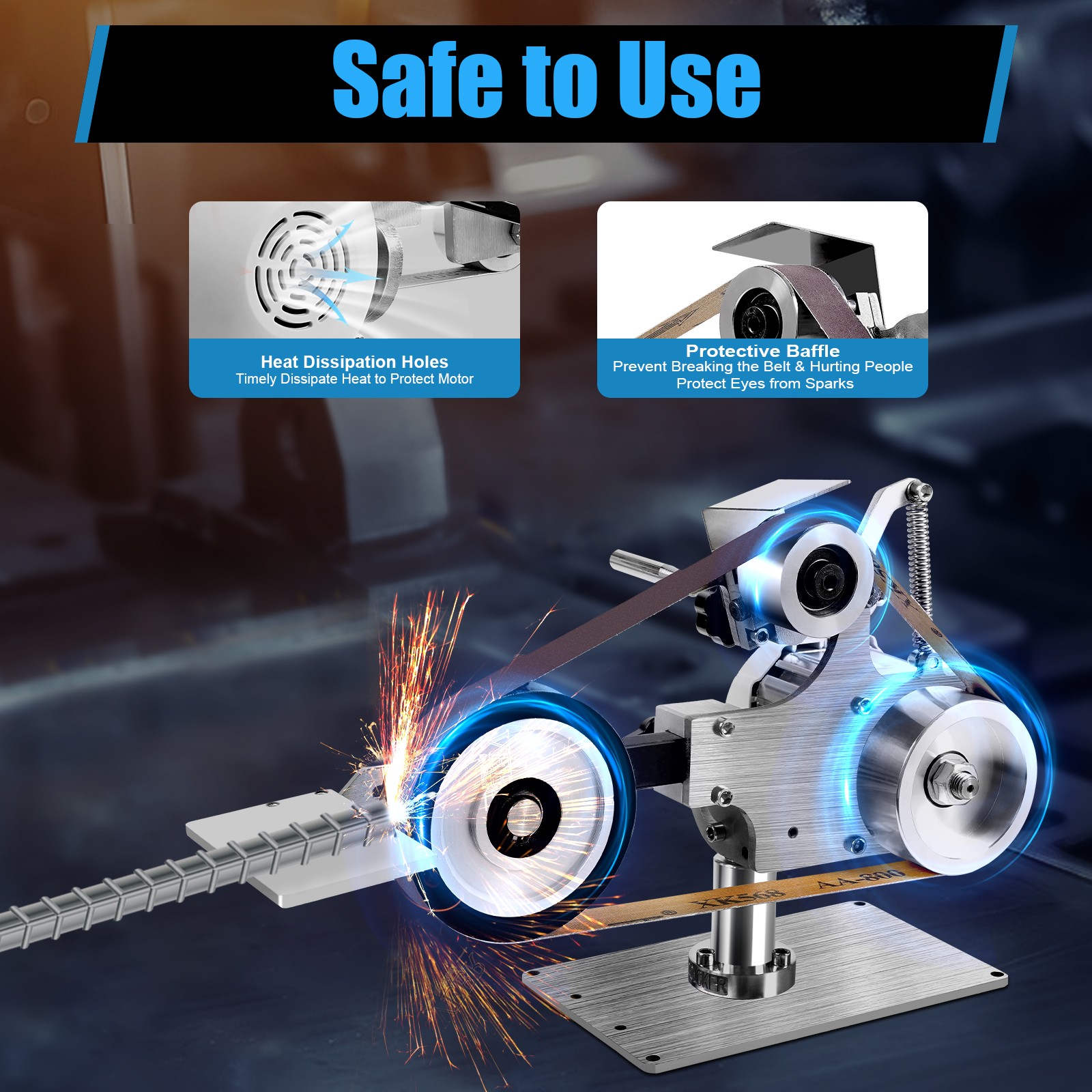 Belt Sander Bench Grinder Knife Sharpener with Large Table Polishing Sander
