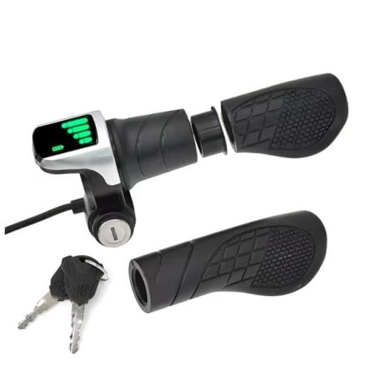 36V Universal Twist Grip Throttle with LCD Power Indicator & Key Lock - Easy