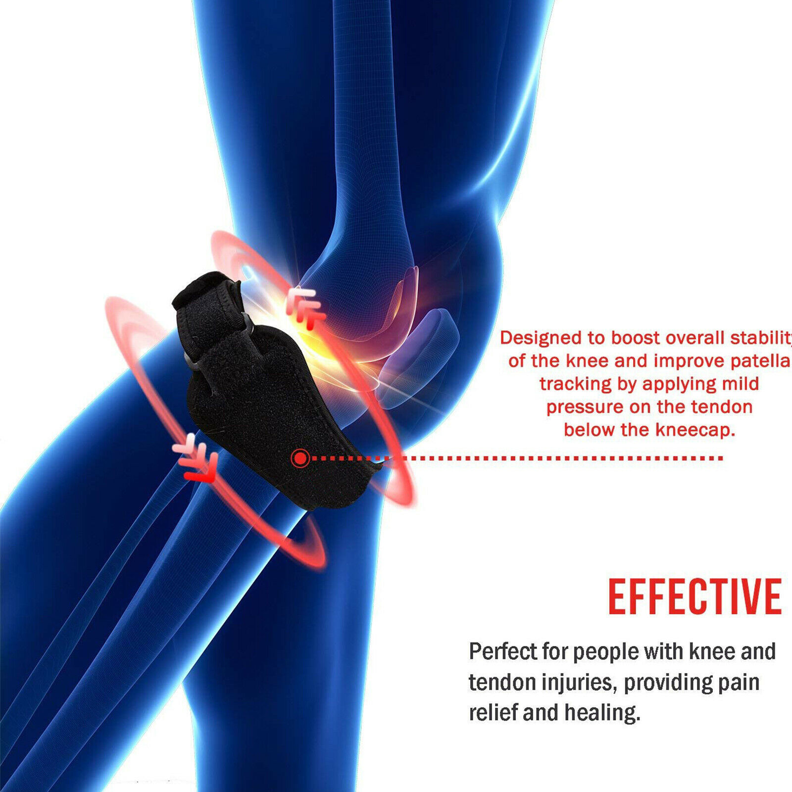 Knee Pain Relief & Patella Stabilizer Knee Strap Brace Support Running Arthritis