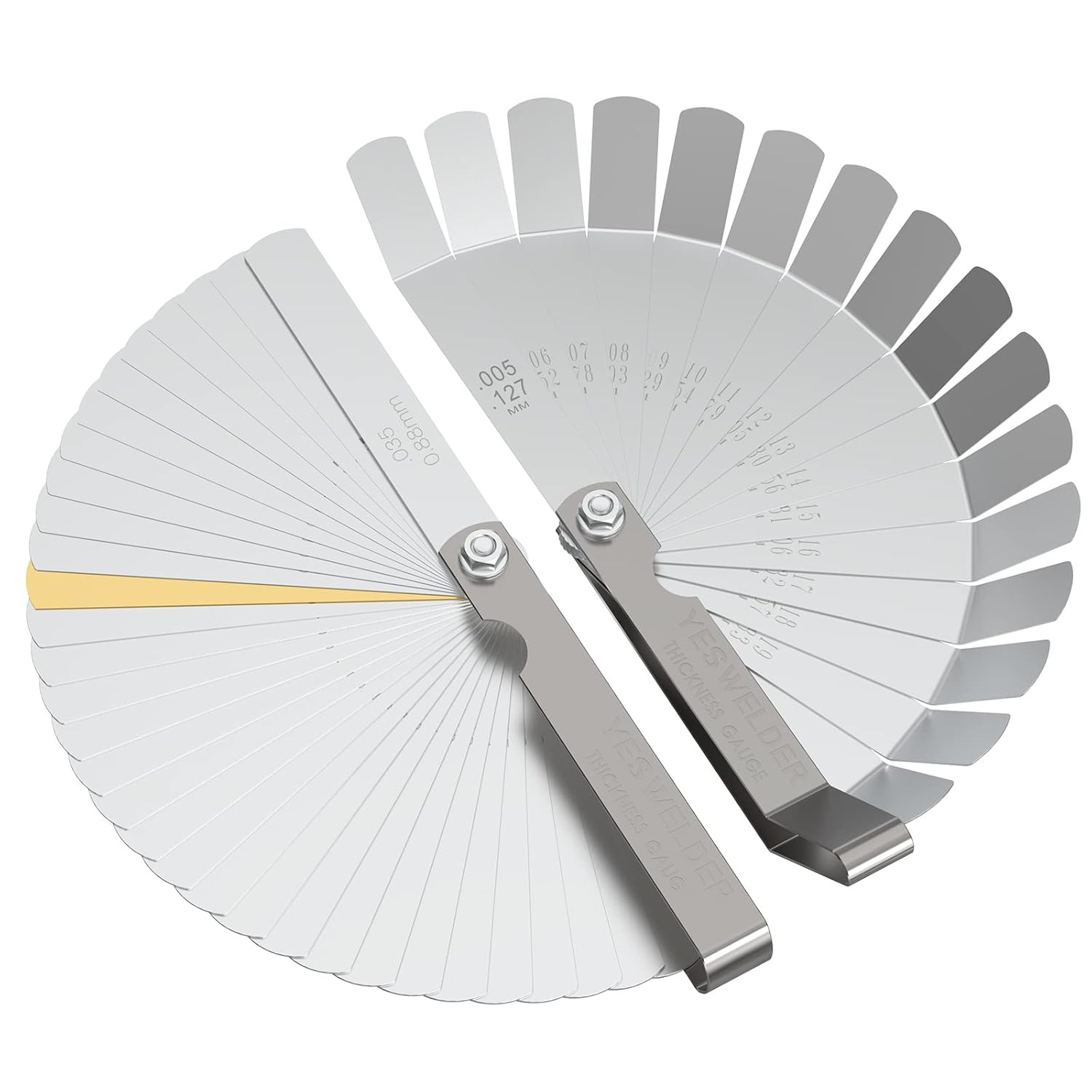 Thickness Gauges 2Pcs 32 Blades Feeler Gauge 0.0015-0.035"/16 Pieces Offset Feel