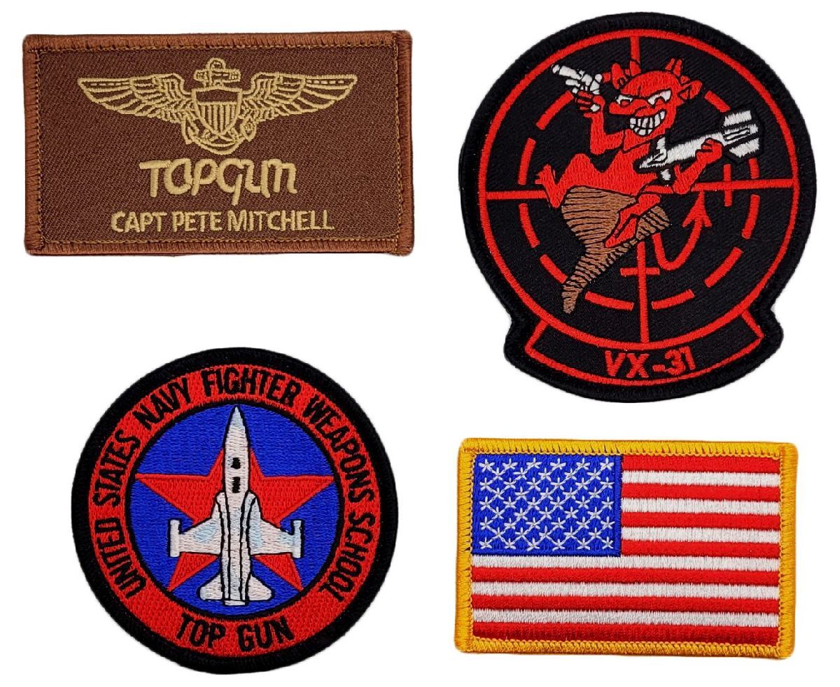 Captain Pete Mitchell Maverick Navy VX-31 Squadron Patch [4PC Set - Hook]