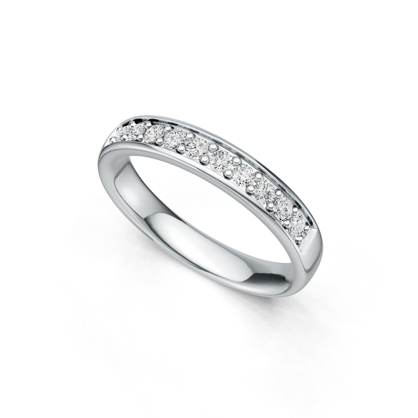 Sterling Silver Ring Half Eternity with White Topaz or Moissanite