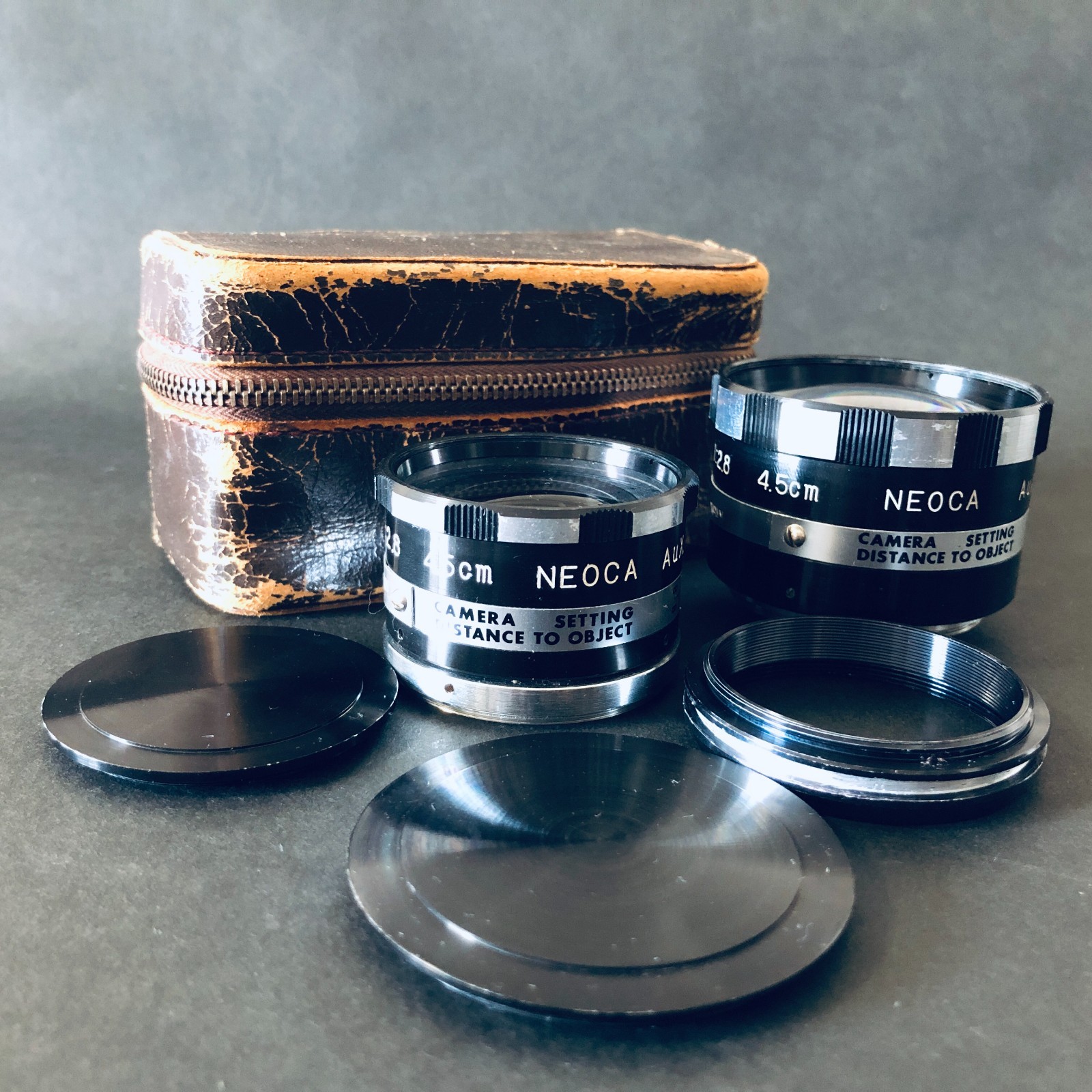 🍙Exc+5 Set w/Adapter & Case🍙Neoca Wide & Tele Aux Lens for Neoca Cameras Japan