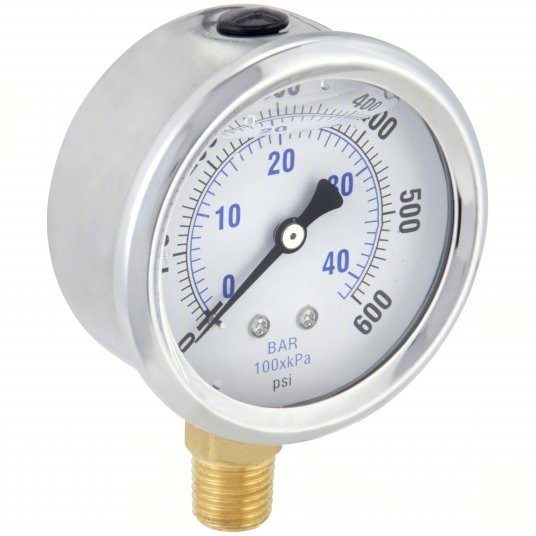 Pro-201L-254K: Industrial Pressure Gauge, 0 To 600 Psi, 2 1/2 In NEW IN BOX