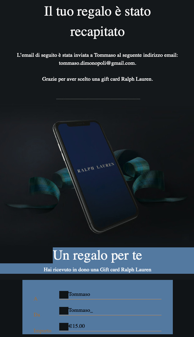 Polo Gift Card €15 Ralph Lauren