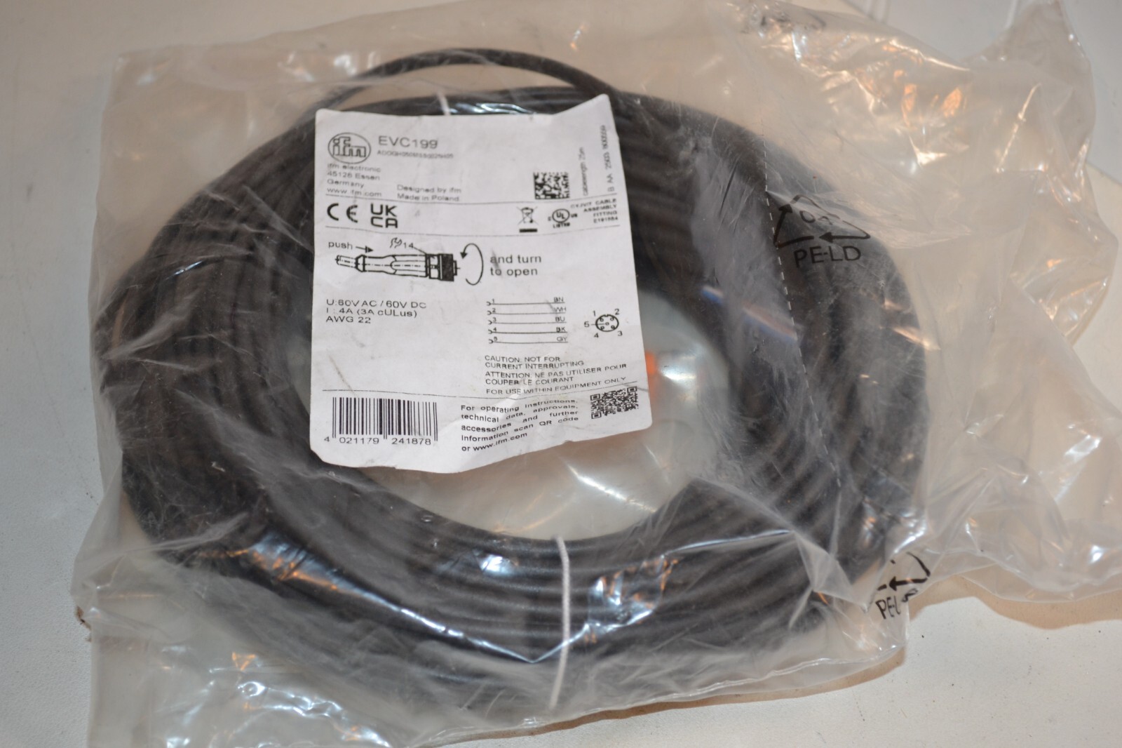 IFM EVC199 5PIN Cordset ADOGH050MSS0025H05