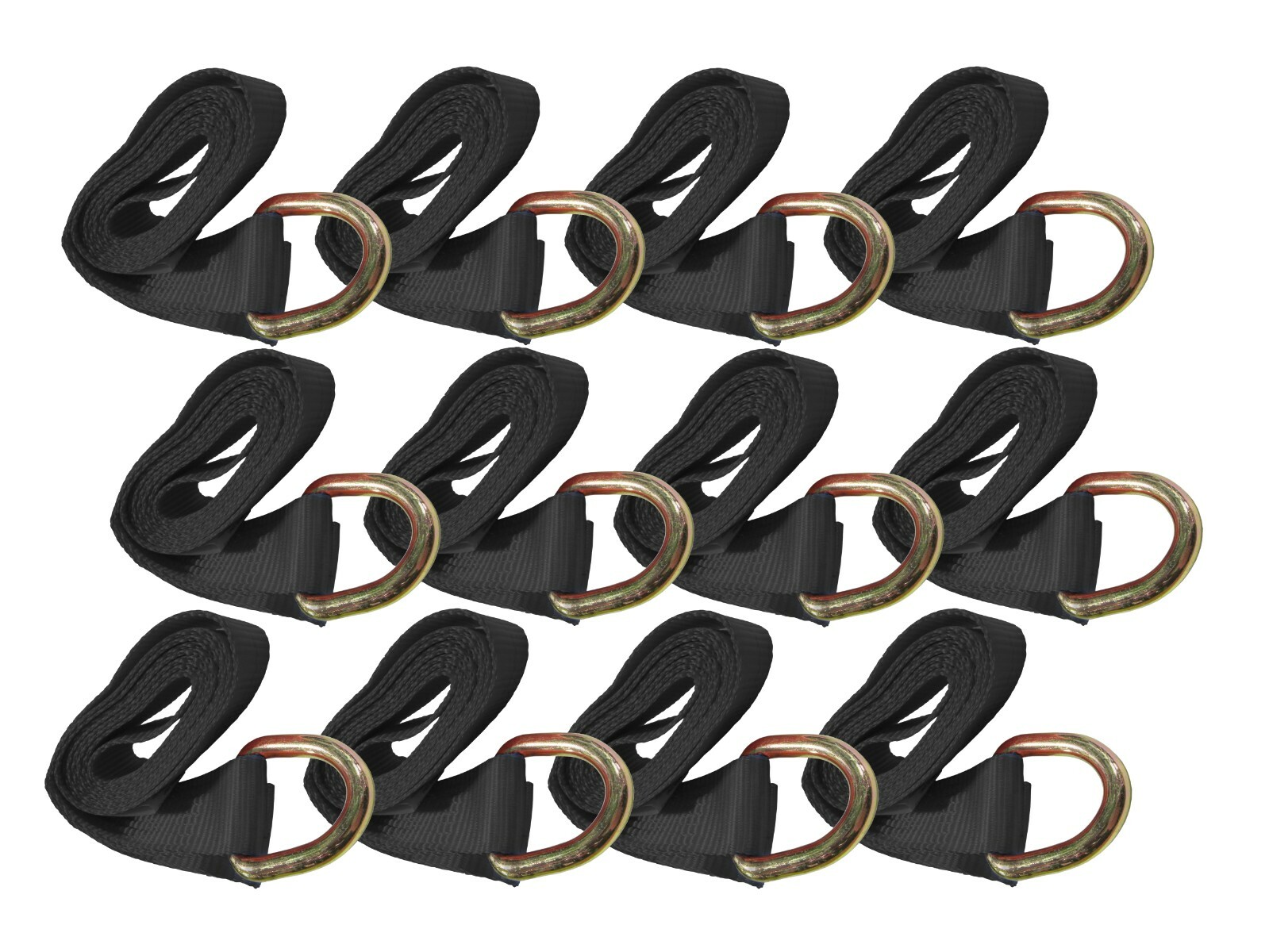 12 Pack 2" x 12' Lasso Tie Down Straps D Ring Wheel Tire 3335lb