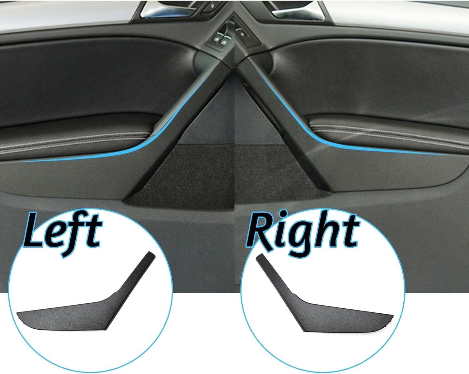Pair Side Inner Door Handle Trim Cover For VW Golf GTI 6 MK6 4 Door 2009-2013 US