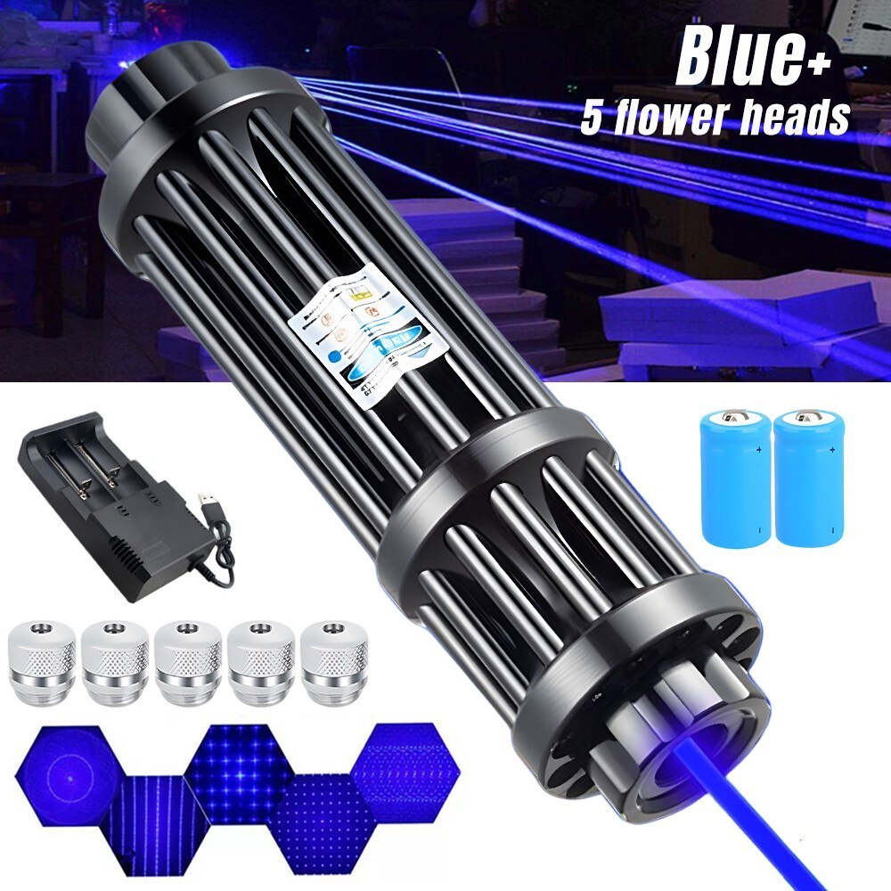 Watt Adjustable High Power Blue Burning Laser Pointer Visible Dot Torch Light US