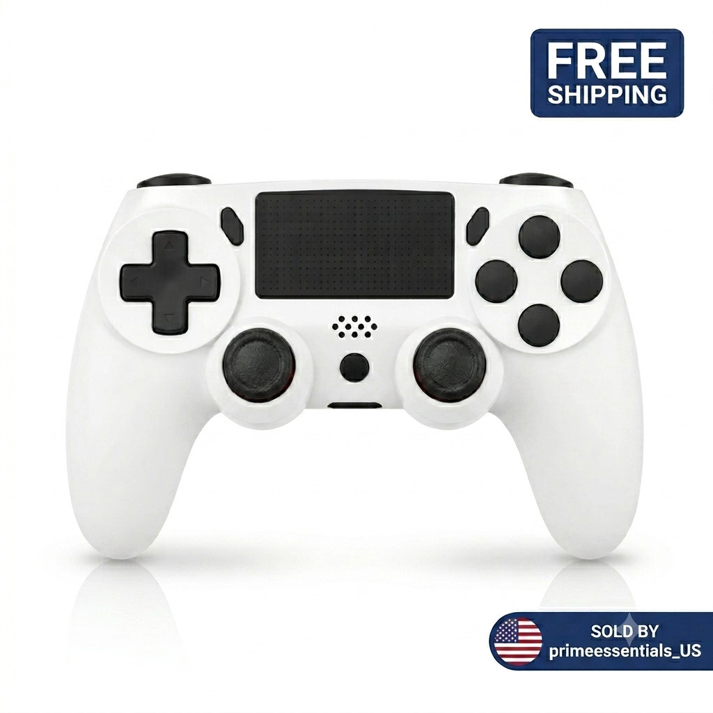 PS4 Wireless Controller Bluetooth Gamepad for PC Dual Vibration Ergonomic White