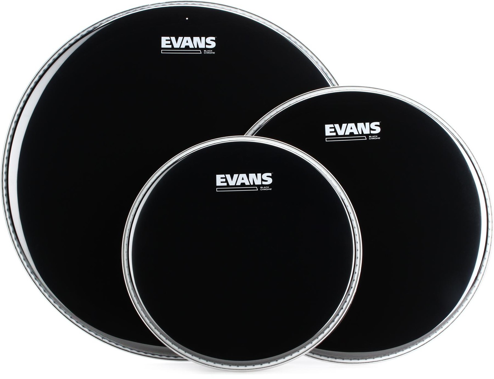 Evans Black Chrome 3-piece Tom Pack - 10/12/16 inch (2-pack) Bundle
