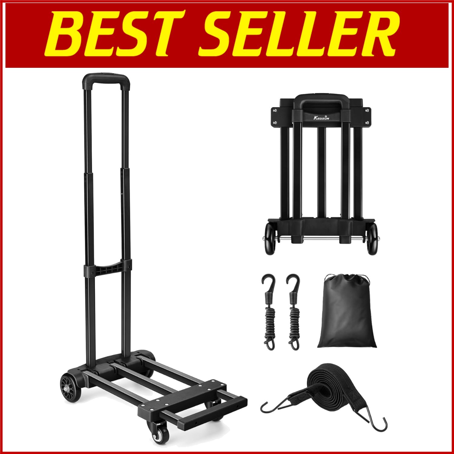 Durable Luggage Dolly Cart with Expandable Baseplate – Ideal for Home and Office