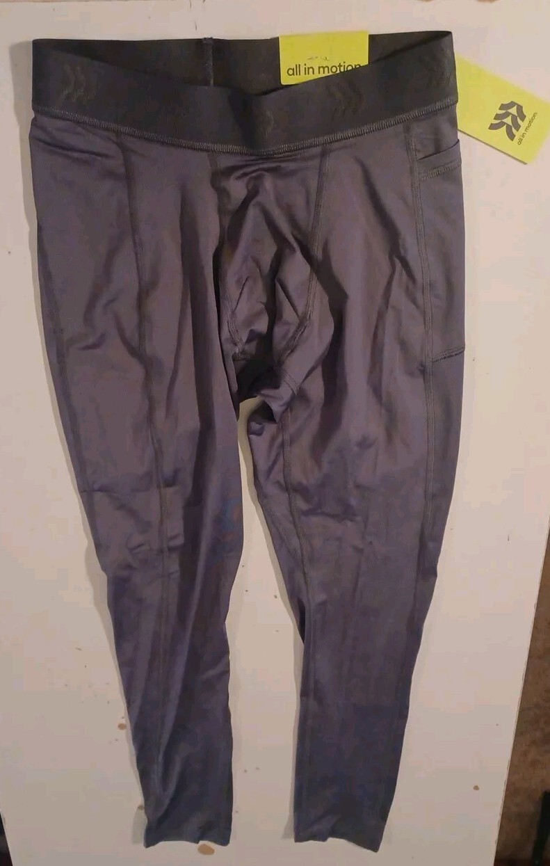 NEW All In Motion Men's Small Gray Fitted Tights - Workout Pants