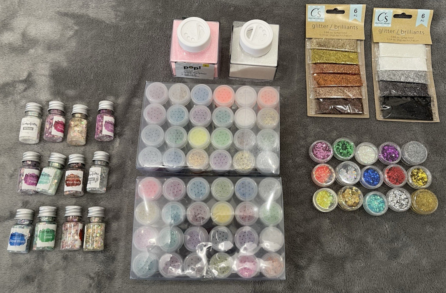 89 Piece Lot of Bulk Glitter Chunky & Fine Epoxy Resin Crafting - Multi Color
