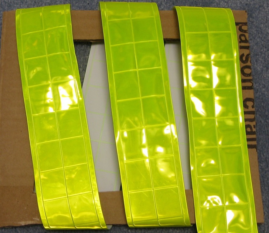 Lime gloss REFLECTIVE TAPE PVC sew on material 3'x2"