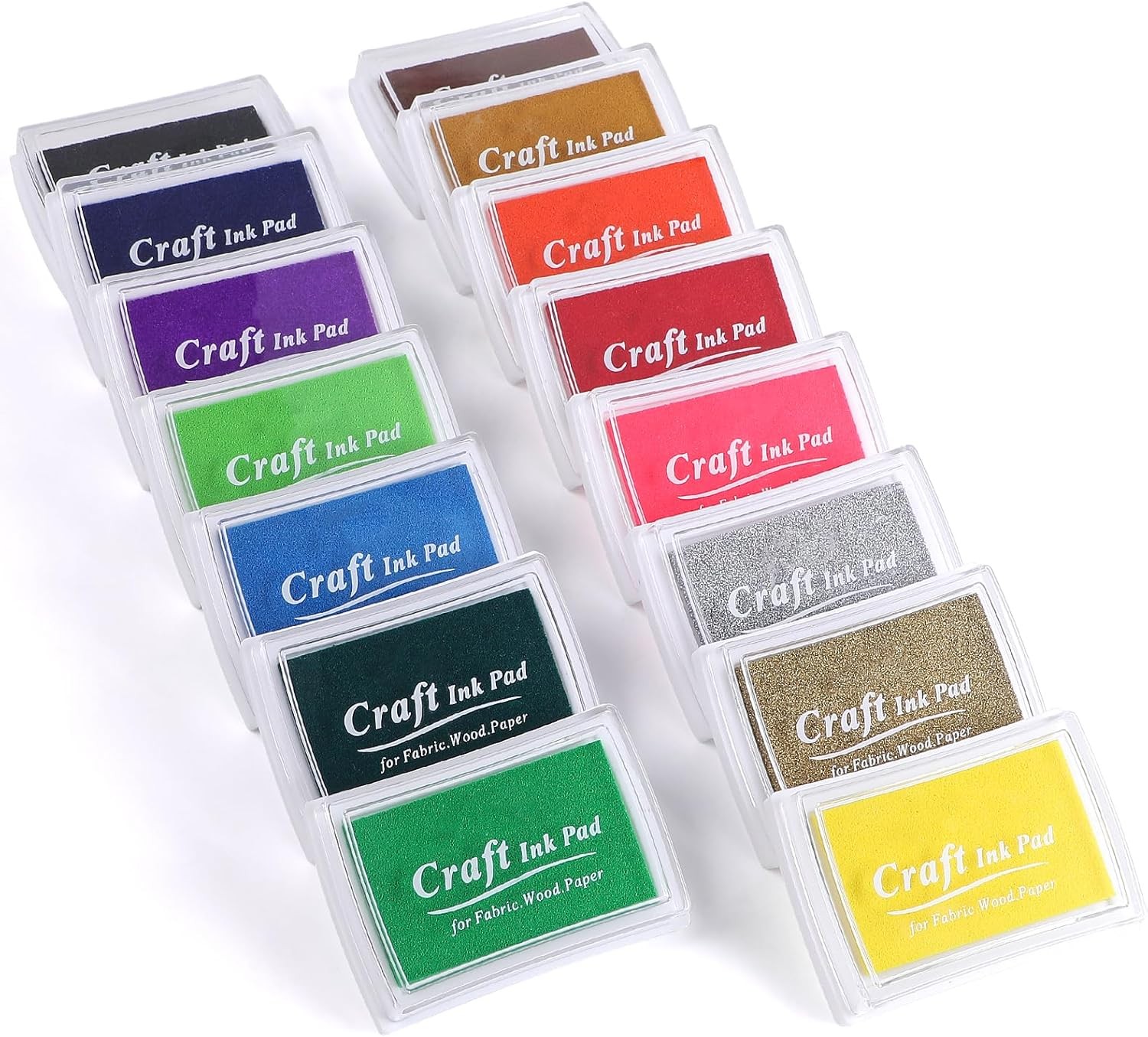 CCINEE Stamp Ink Pads, 15 Colors Craft Ink Pad Washable for Kids DIY Paper Wood