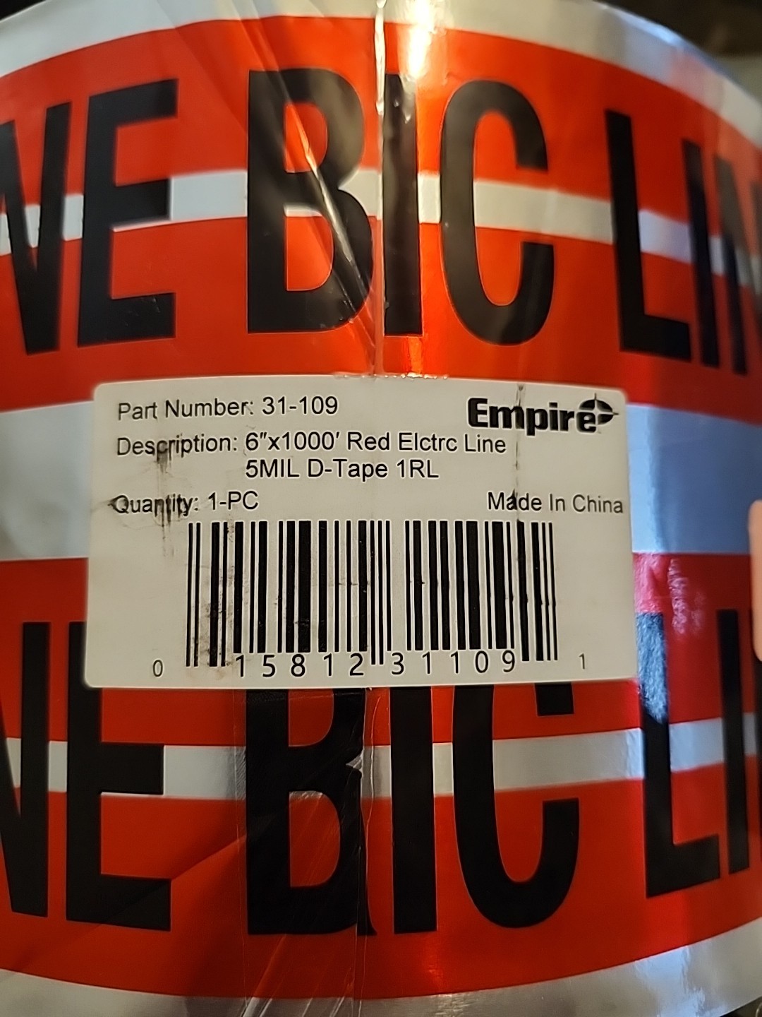 Empire 31-109 Detectable 6"x1000' "CAUTION ELECTRIC LINE BELOW" Warning Tape ⚡️⚡