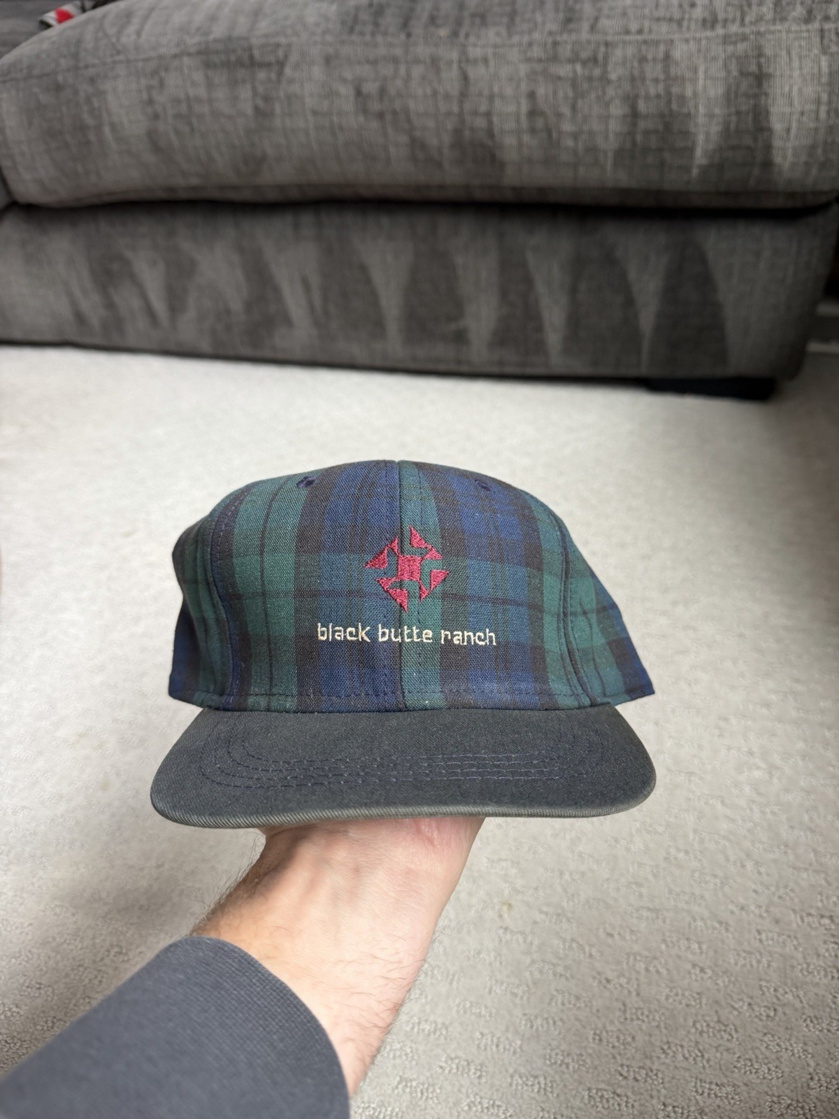 Vintage Black Butte Ranch Golf Hat Cap - Made by Imperial - Plaid - Adjustable