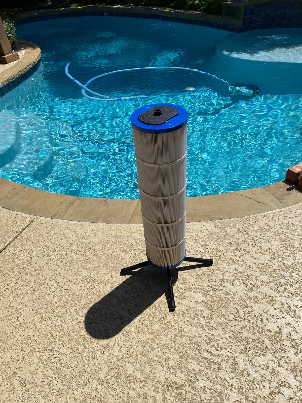 Swimming Pool Filter Cleaner Stand -Heavy-Duty Tool for 3 inch with spray nozzle