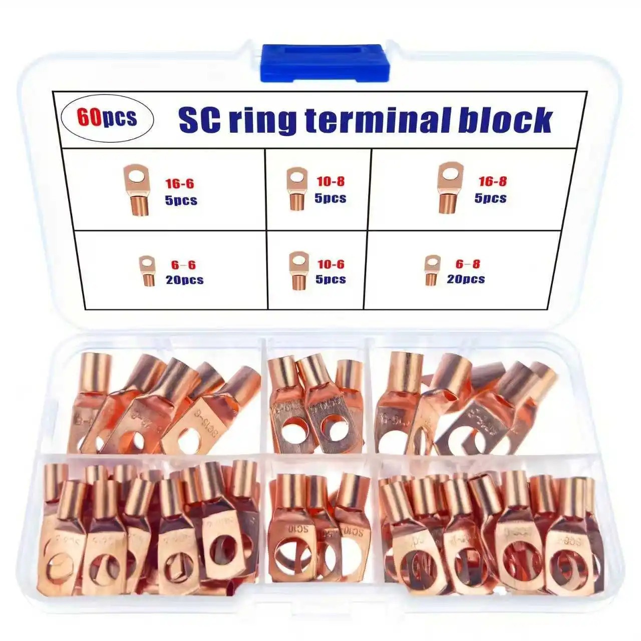 60PCS Copper Terminal Connector Kit - Electrical Wire Connectors for Wiring