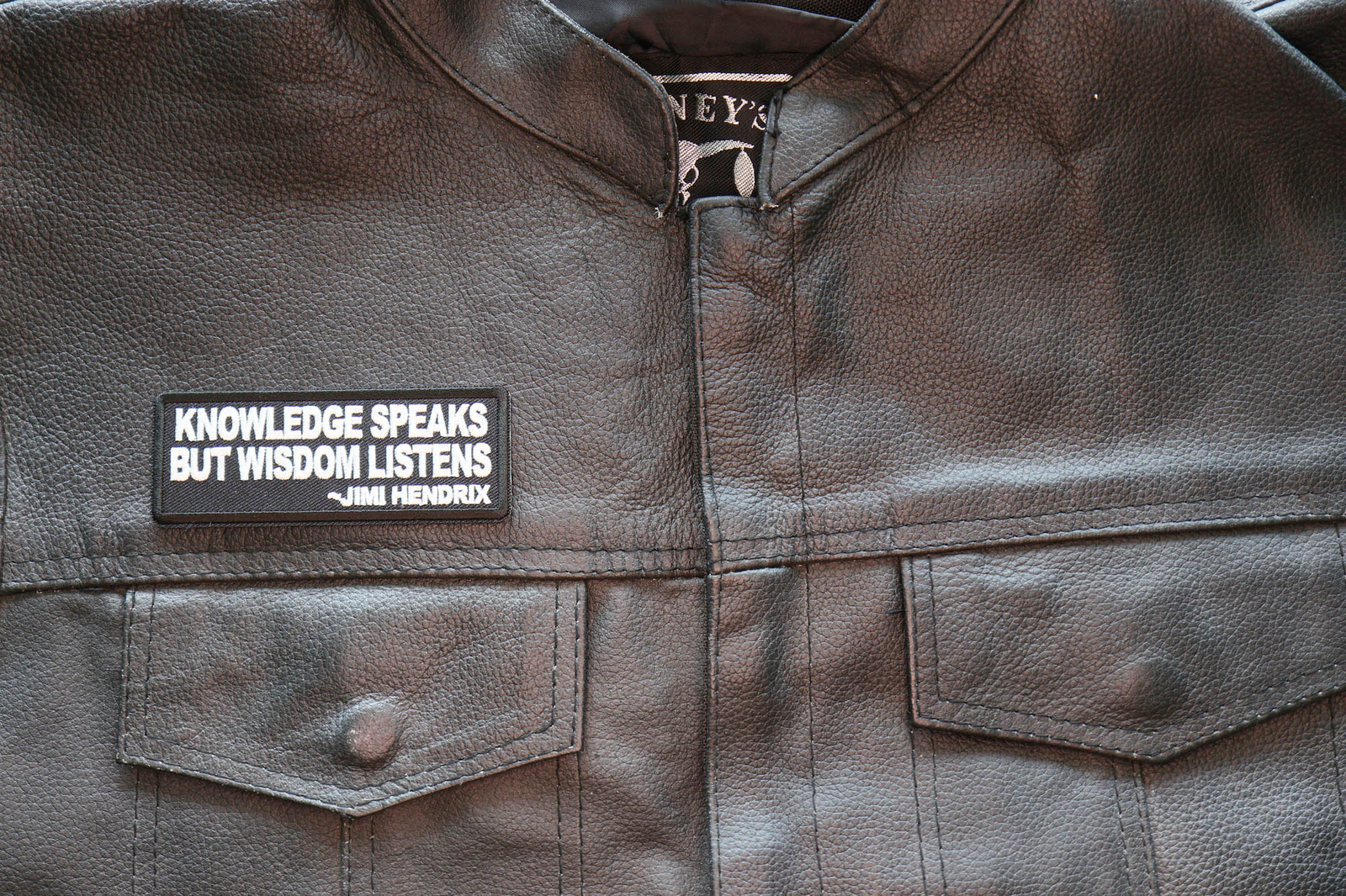 Patch (Iron-On/Sew-On), Knowledge Speaks Wisdom Listens Patch, 4" x 1.5"