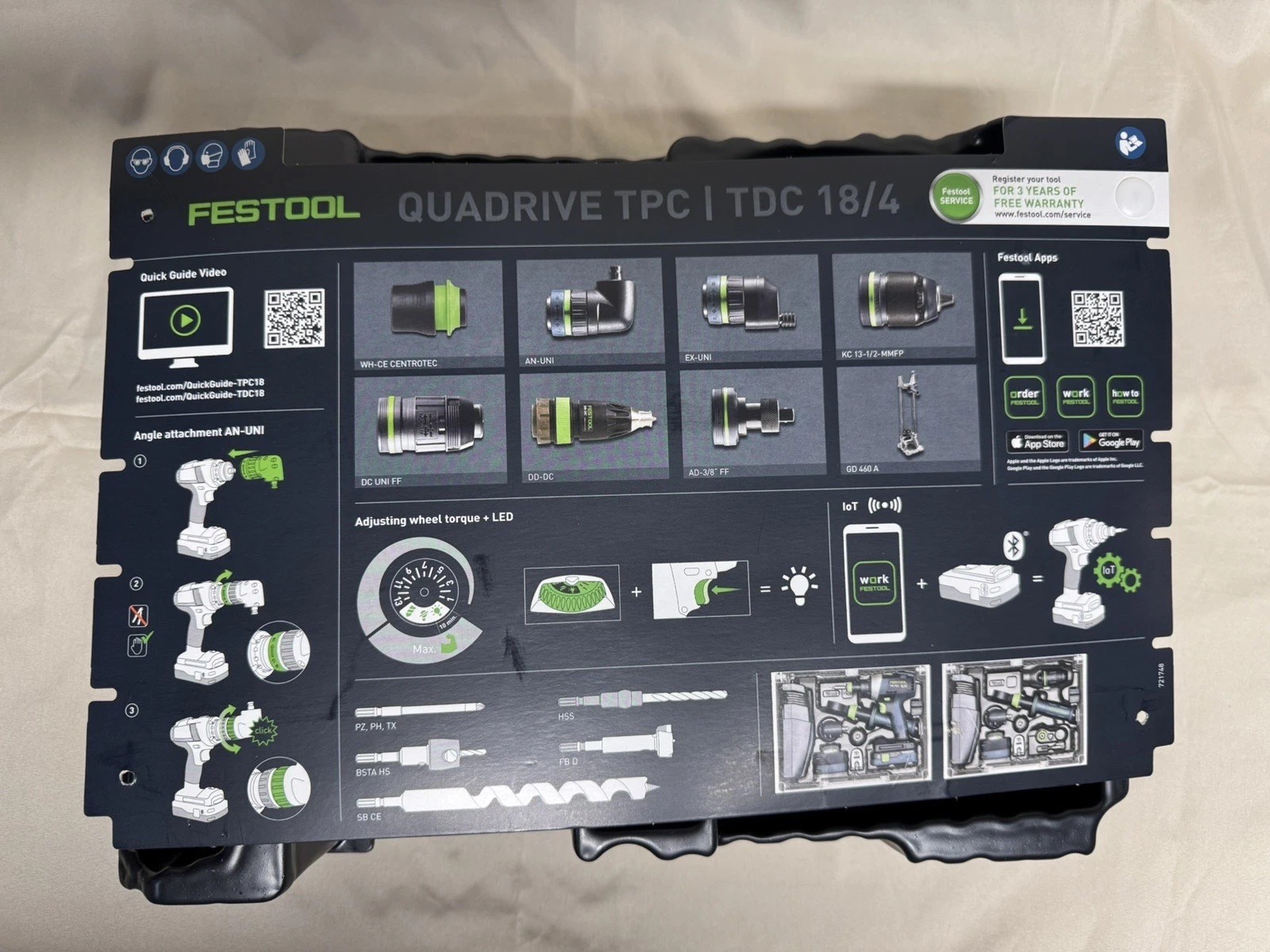 FESTOOL TPC 18/4 molded systainer insert and card