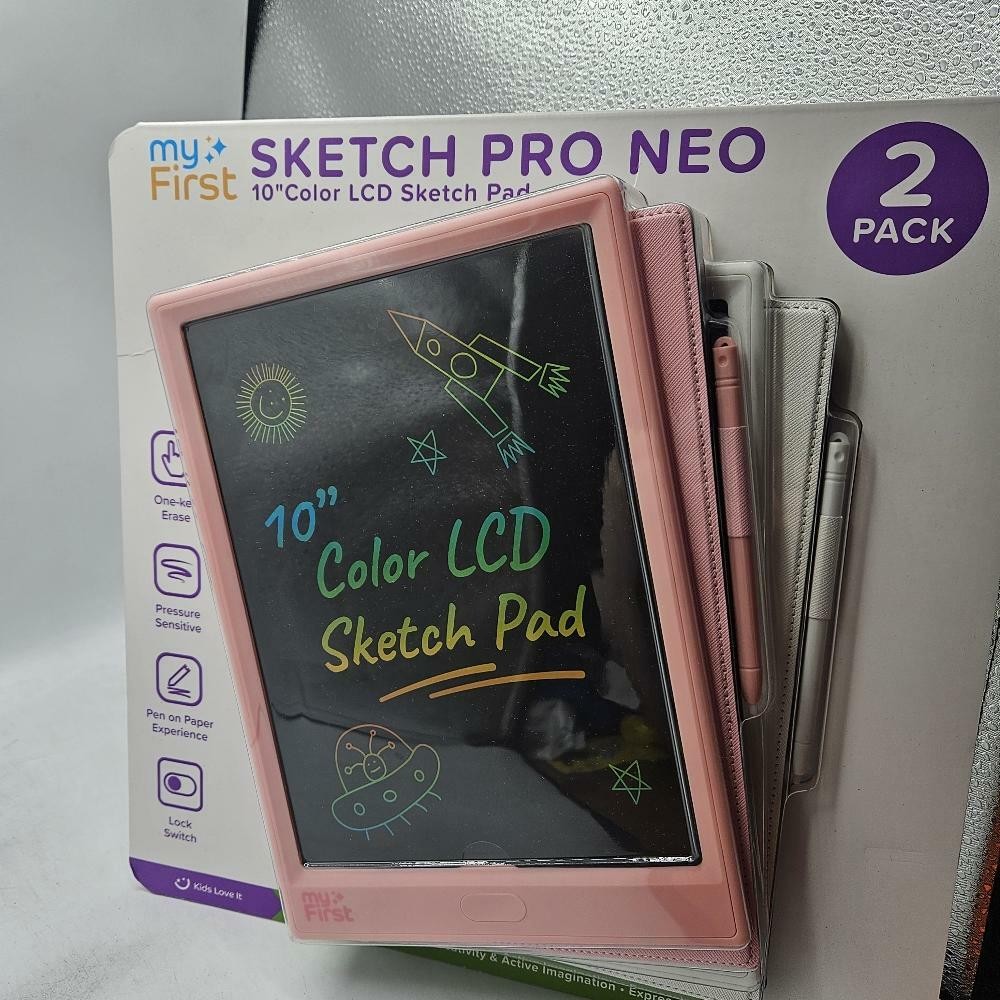 2 Pack LCD Writing Tablet for Kids, myFirst Sketch Pro Neo, 10 in Pink & White