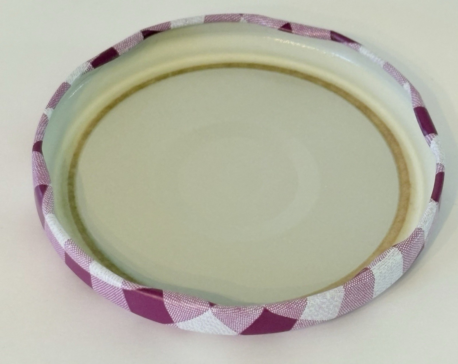 Bonne Maman Empty Jar Gingham Purple Lid 3.5" Tall