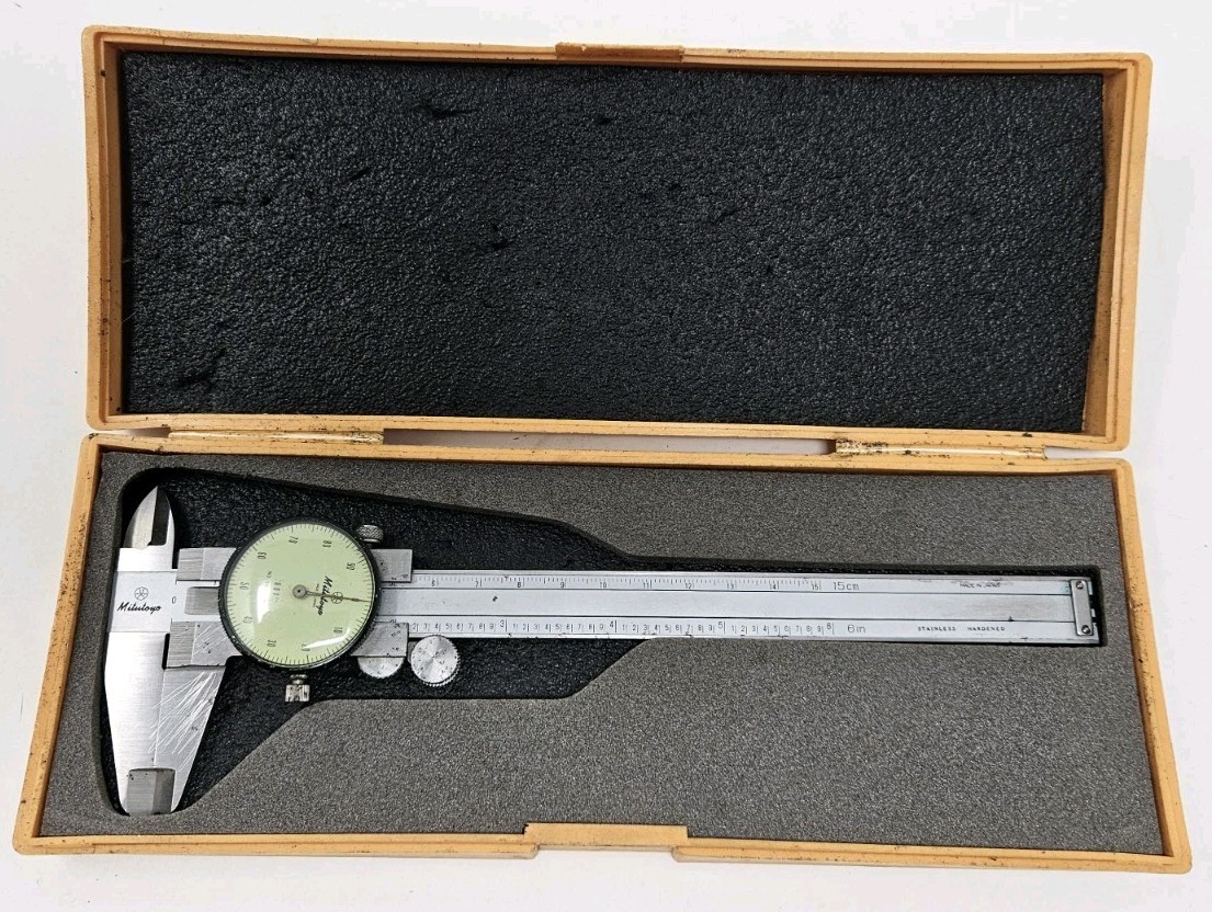 Mitutoyo 505-637 Dial Caliper 6" w/ Case Precision Measurement Instrument WORKS
