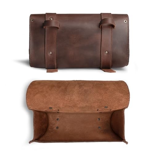 , Motorcycle Handlebar Bag with 2 Adjustable Straps, One Size Bourbon Brown