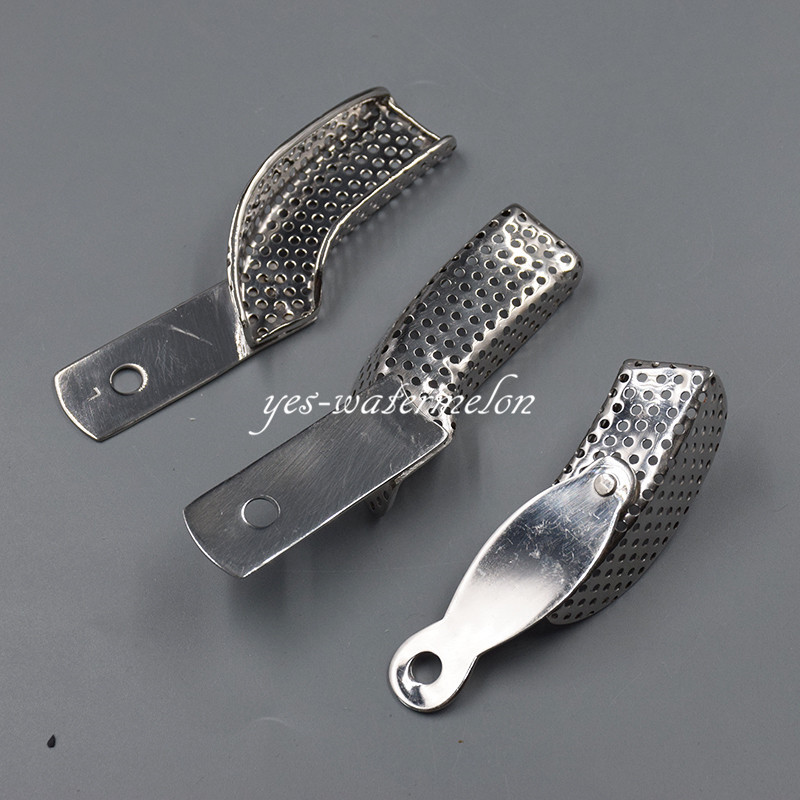 3 Pc/Set Dental Stainless Steel Autoclavable Partial Impression Trays Perforated
